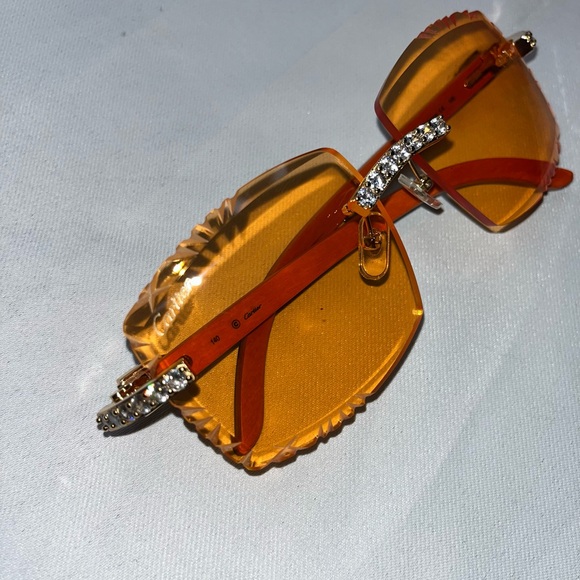 Cartier Orange Rimless Glasses with Crystal Accents - Picture 1 of 11